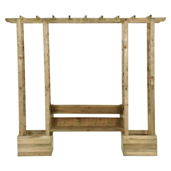 Garden Pergola - vidaXL - 318565 - Solid Pine Wood - Bench Included - Built-in Planters