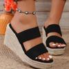 Women Wedges Sandals Open Toe Platform Casual Slippers New Ankle Strap Sling Back Sandals Solid Color Minimalist Shoes Women