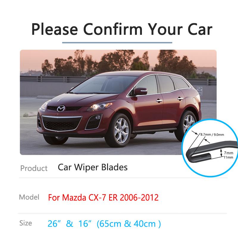 Для Mazda CX-7 CX 7 CX7 ER 2006 ~ 2012 передняя и задняя щетка стеклоочистителя, резиновая щетка для лобового стекла, щетки для лобового стекла, UJ крючок, автомобильный крючок