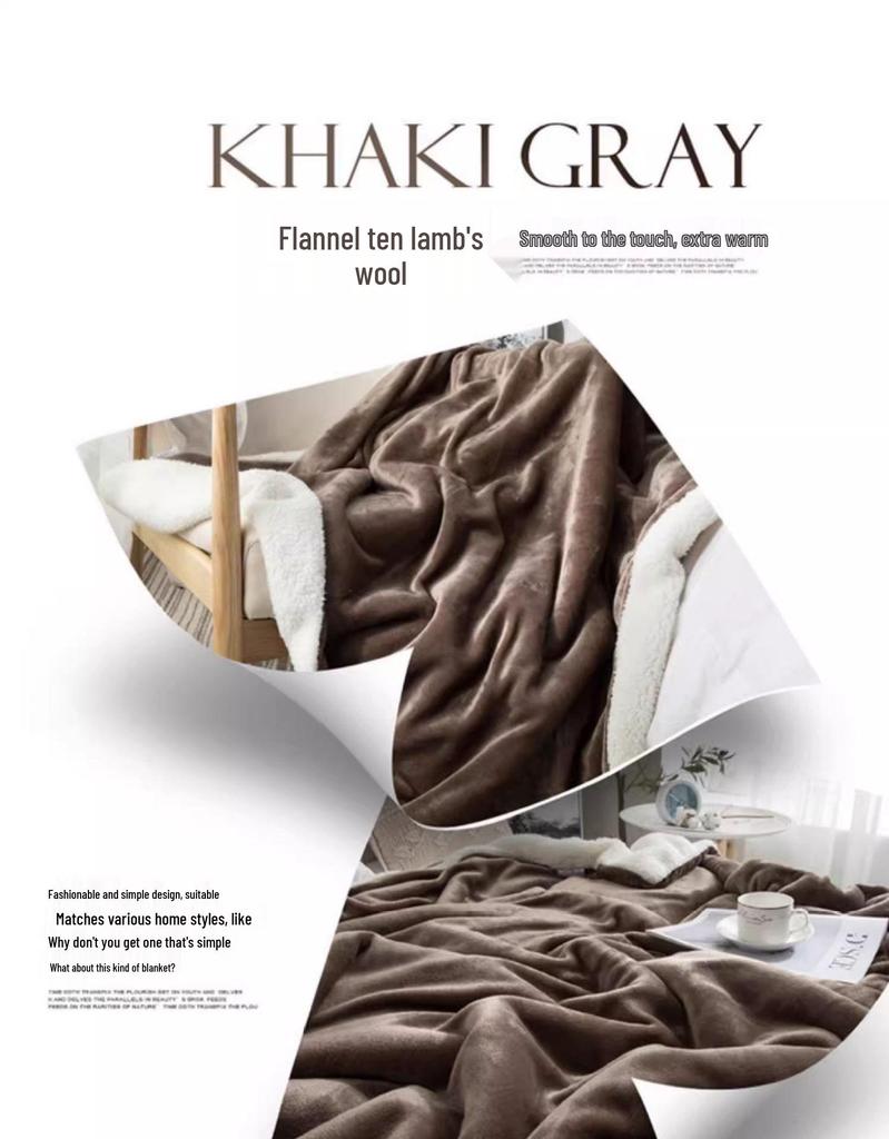 Двухслойное одеяло Xianci из натуральной шерсти ягненка и кораллового флиса для дивана и офиса