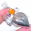 Natural Unakite Jasper, Monalisa Gemstone 925 Sterling Silver Pendant 2.32" I9k66