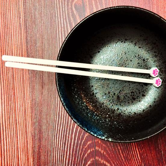 1 Pair Cat Paw Chopsticks Reusable Non-Slip Grip Chopsticks Cute Cat-themed Utensils for Cat Lovers Sushi Noodles Rice Dining