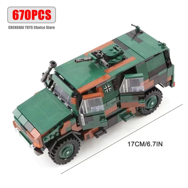 Ww2 Cannon Assault Armored Vehicle Battle Tank Car Truck Army Weapon Building Blocks Sets Model Boys Toys for Kids Gift
