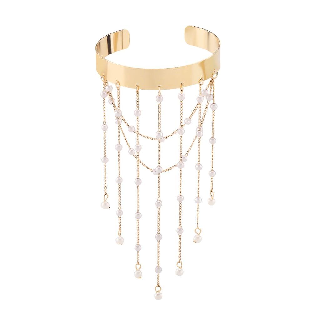 Жемчужные браслеты на предплечье Изысканный открытый браслет-манжета Нарукавник Нарукавная повязка Кисточка Цепочка на руку Вечеринка