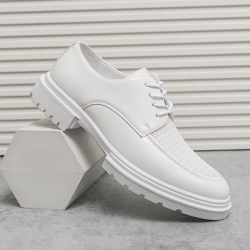 Мужские туфли из белой кожи Оксфорды Целые Роскошные Формальные Деловые Свадебные туфли для мужчин Толстая подошва Повседневные Оригинальные Мокасины