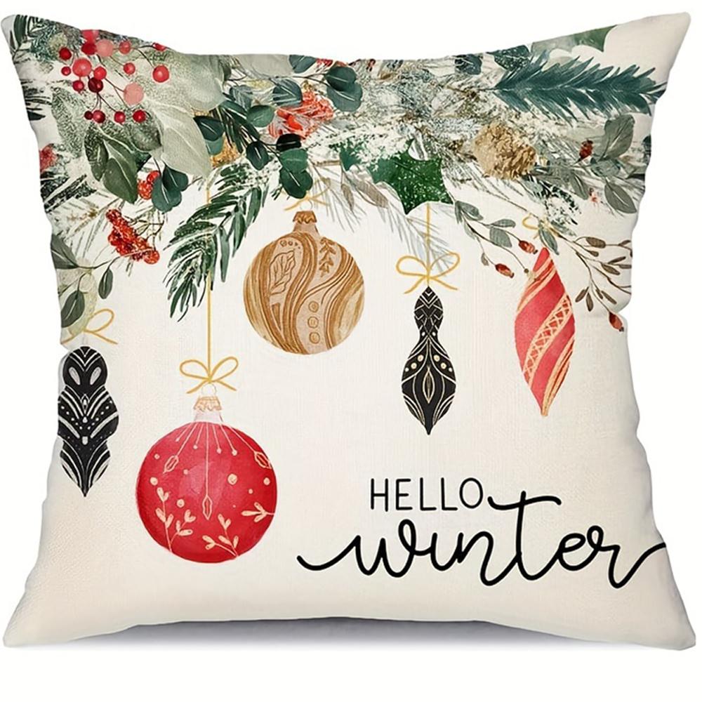 1Pc Christmas Nutcracker & Winter Theme Throw Pillow Covers Set, Festive Home Decor For Xmas & Winter Holiday Celebrations