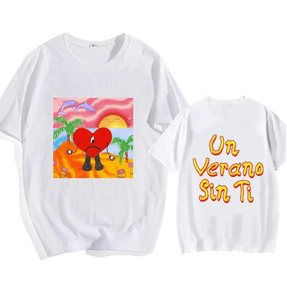 Bad Bunny UN VERANO SIN TI Music Album Print Tshirt Classic Harajuku Loose Streetwear Men Hip Hop Style Shortsleev Tshirt