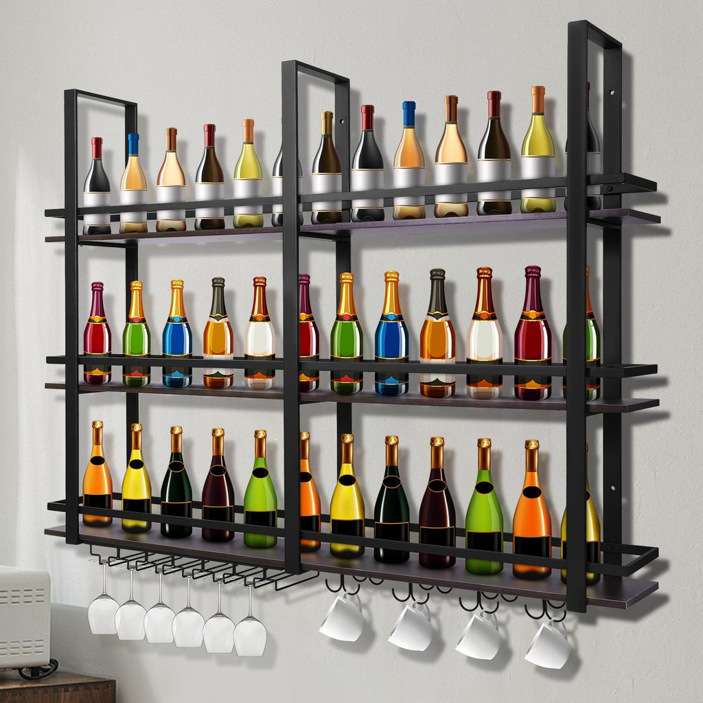 3/4Tier Bar Shelves Wine Fridge Cabinet Liquor Living Room Canteen Wall Furniture Storage Cabinets White Counter Beverage Cellar