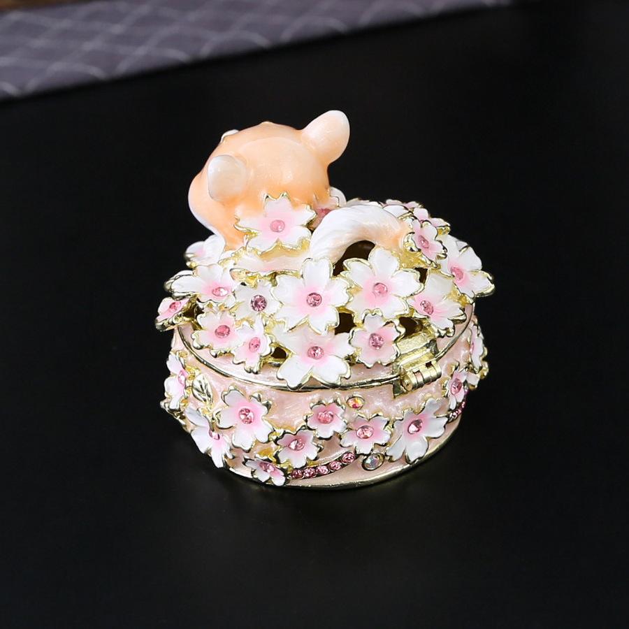 Цветущая вишня щенок круглая коробка шкатулка для хранения украшений подарок девушке girlfriend день рождения свадьба свадебное кольцо подарочная коробка шкатулка для украшений