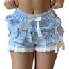 Women Lace Tiered Bloomers Shorts Lolita Maid Ruffle Frilly Pumpkin Pettipants