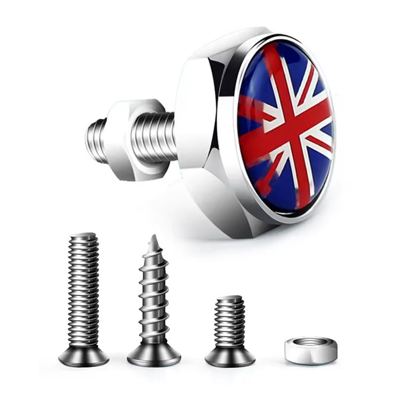 4 шт. Рамка номерного знака автомобиля, фиксированные болты, гайки, заглушки, британский флаг, эмблема, аксессуары
