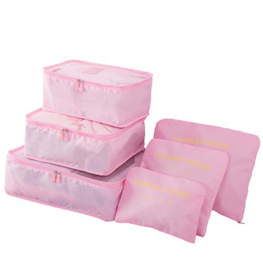 6pcs/Set Travel Luggage Packing Cubes Suitcase Clothes Storage Bag Organiser Foldable Clothing Organizer Shoes Underwear Pouch