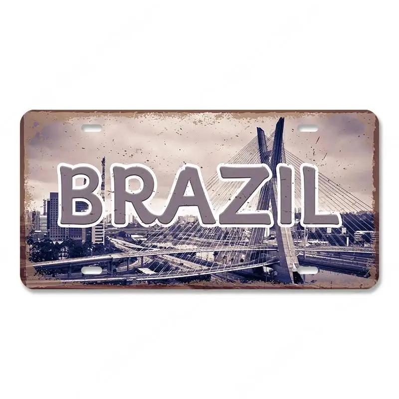 Винтажный кантри столица номерной знак металлические знаки ретро Америка Франция Бразилия металлический плакат пещера человек кафе бар паб настенный декор