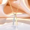 Корейская версия двухцветного ожерелья в форме креста. Простой и необычный дизайн, инкрустированный микроцирконием, ключичная цепочка