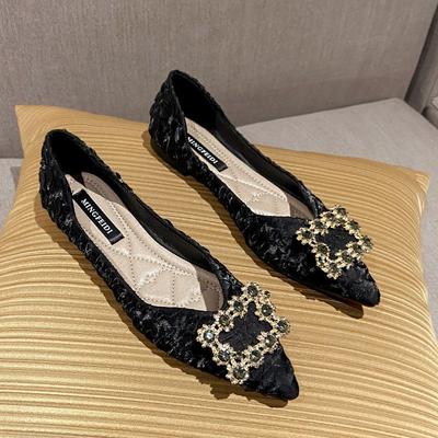 Обувь Doudou женская 2025 весна и осень новые мягкие остроносые туфли на плоской подошве одинарные универсальные знаменитости Интернета мелкий рот вечерний бриз