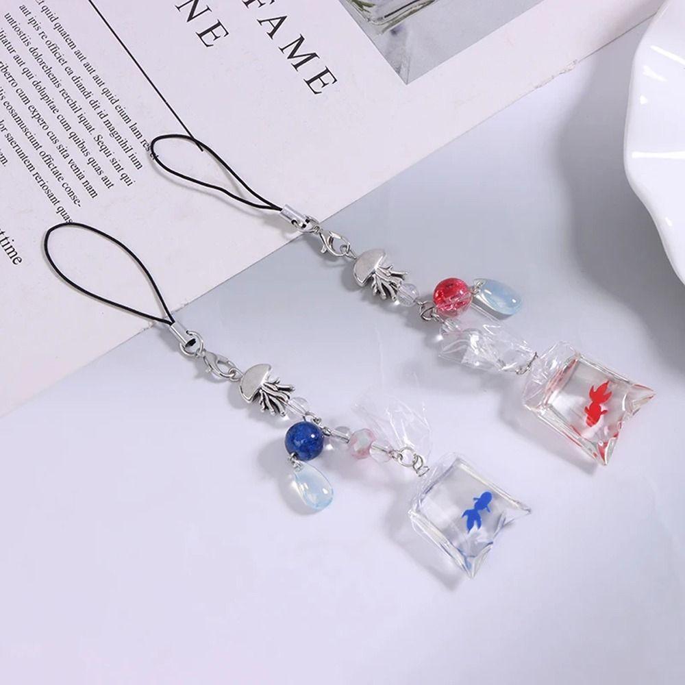 Sweet Y2K Fish Phone Chain Phone Charm Mobile Lanyard Aesthetic Cell Phone Strap Girls Women