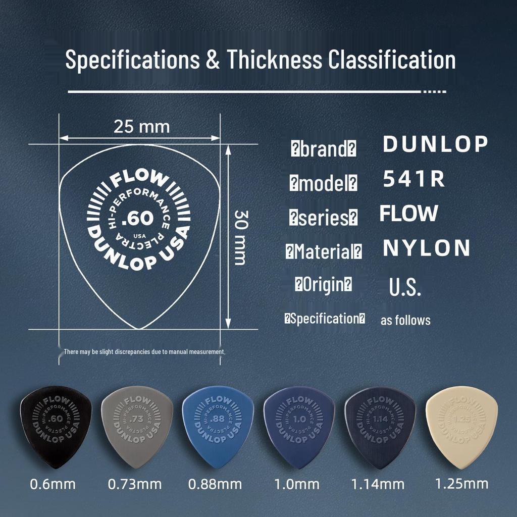 Dunlop 541R FLOW Electric Guitar Pick: Nylon Non-slip, Wear-resistant for Speed Picking & Strumming.