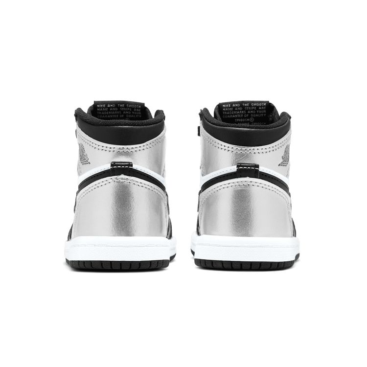 Air Jordan 1 Retro High OG TD Silver Toe Baby Sneakers Black Metallic-Silver White CU0450-001