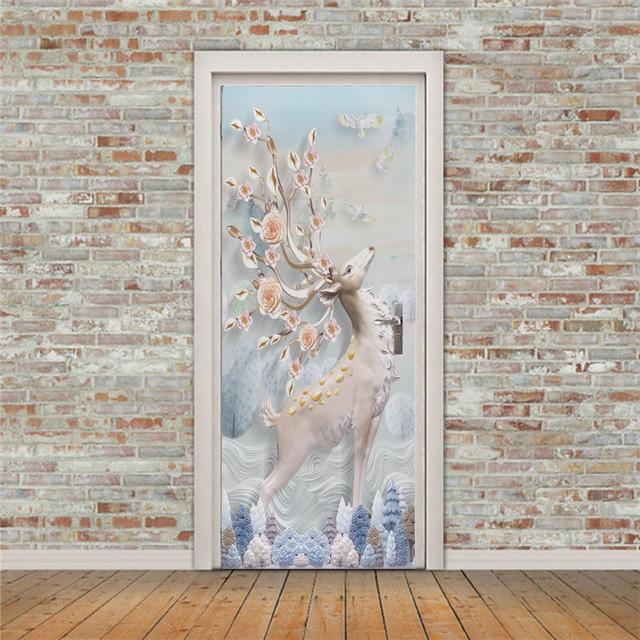Door Tiger Animal Pvc Sticker Diy Adhesive Waterproof Wallpaper For Doors Living Room Bedroom Poster Home Decor Deursticker