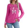 Women's Round Neck Sweatshirt With Ribbon Heart Bow And Letter Print Fashion Top