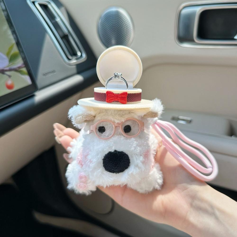 Plush Plush Puppy Doll Ring Box Display Couple Rings Holder Engagement Ring Box Jewelry Organizer