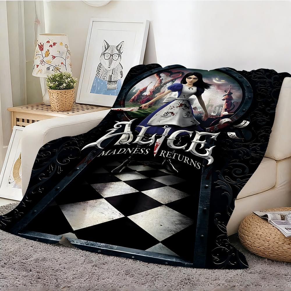 Alice Madness Returns Throw Lightweight 240g Flannel Blanket Soft Skin-friendly for Summer Cooling