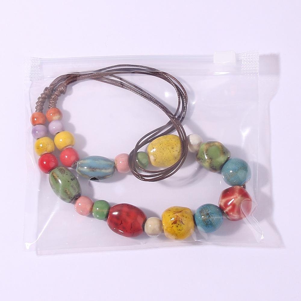 Vintage Ethnic Style Handwoven Necklace Artistic Creativity Versatile Ceramic Necklace Colorful and Minimalist Clothing Accessories