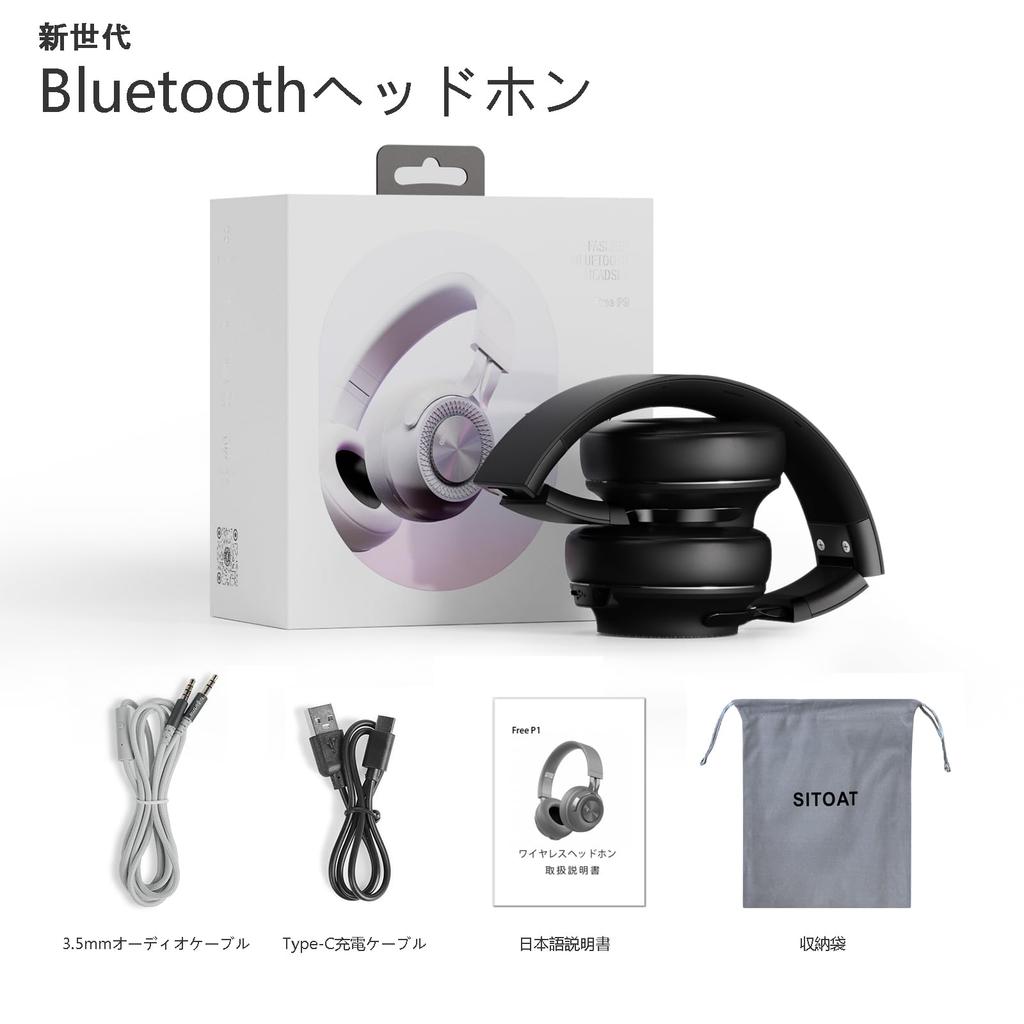SITOAT P1 Беспроводные Bluetooth Наушники, До 55 Часов Работы, Глубокая Регулировка Уровня Заряда Батареи, Для Игр, Съемный Чехол для Хранения, Накладные
