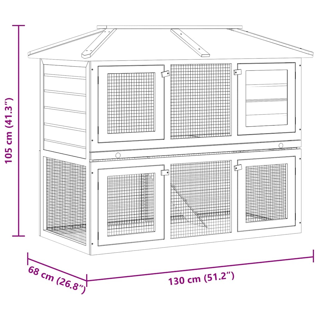 Small Animal Rabbit Hutch 2 Tier Wooden Design