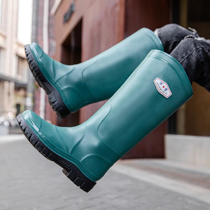 Men's 45CM High Work Rain Boots: Durable, Non-Slip, Waterproof, Thick-Soled for Construction