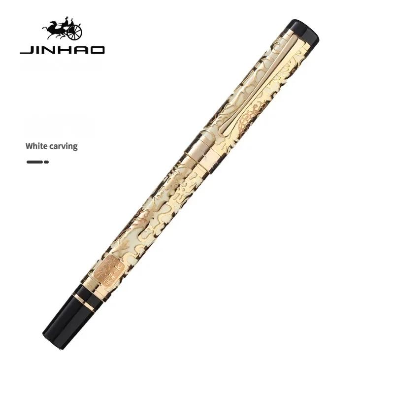 Jinhao 5000 Роскошная Металлическая Перьевая Ручка Красивая Резьба с Текстурой Дракона Деловые Офисные Школьные Принадлежности Канцелярские Товары PK 9019