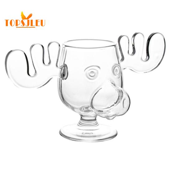 Креативная стеклянная чашка для вина в форме оленя, 235 мл, очаровательный дизайн в форме оленя, украшение для обеденного стола, многоразовая чашка для питья
