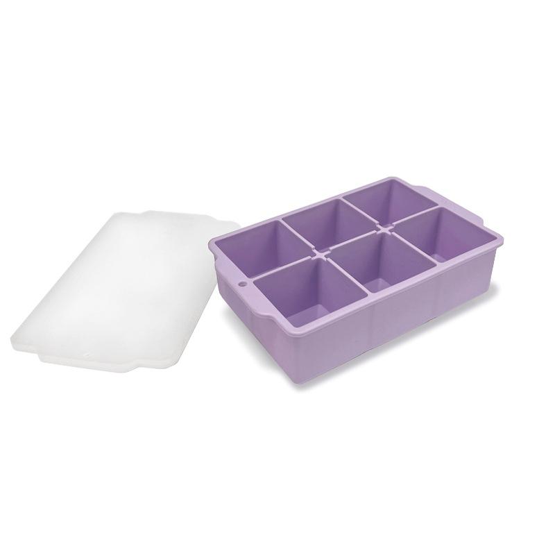 6 Grid Big Ice Cube Tray Mold with Lids Giant Jumbo Large Silicone Ice Cube Square Box Stackable DIY Whisky Ice Maker Kitchen