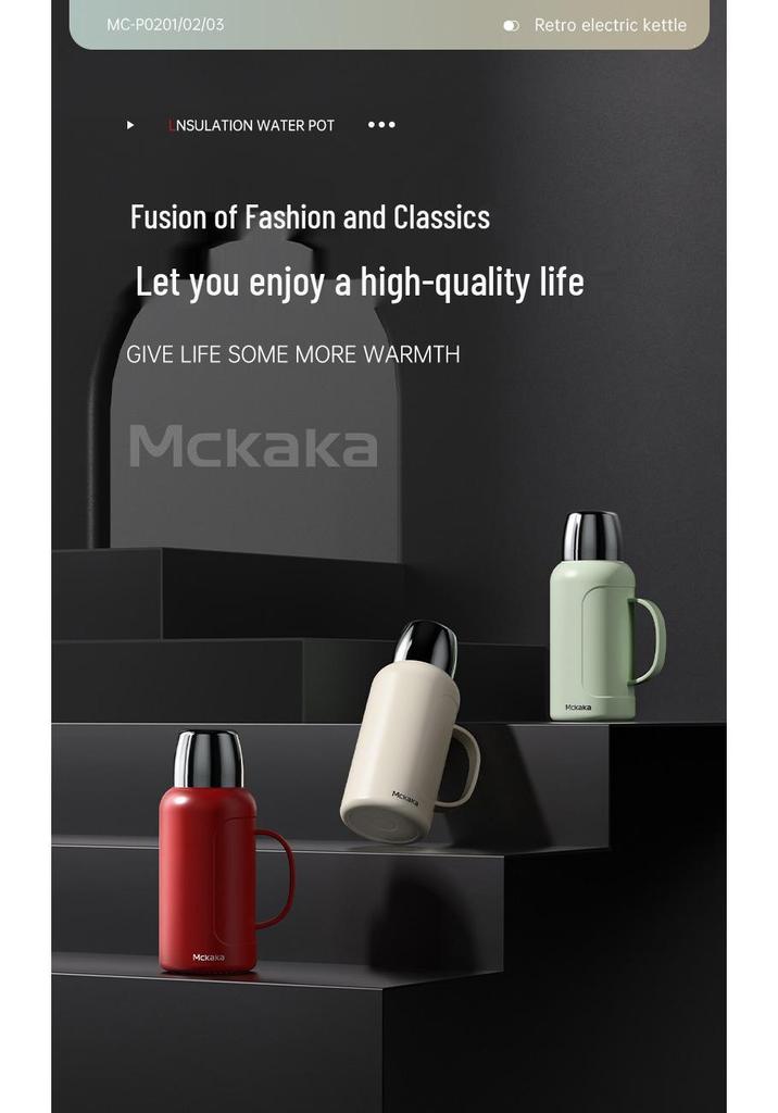 Mckaka 316L Нержавеющая сталь Термос с двойными стенками - Большая емкость Вакуумная кружка для дома и улицы