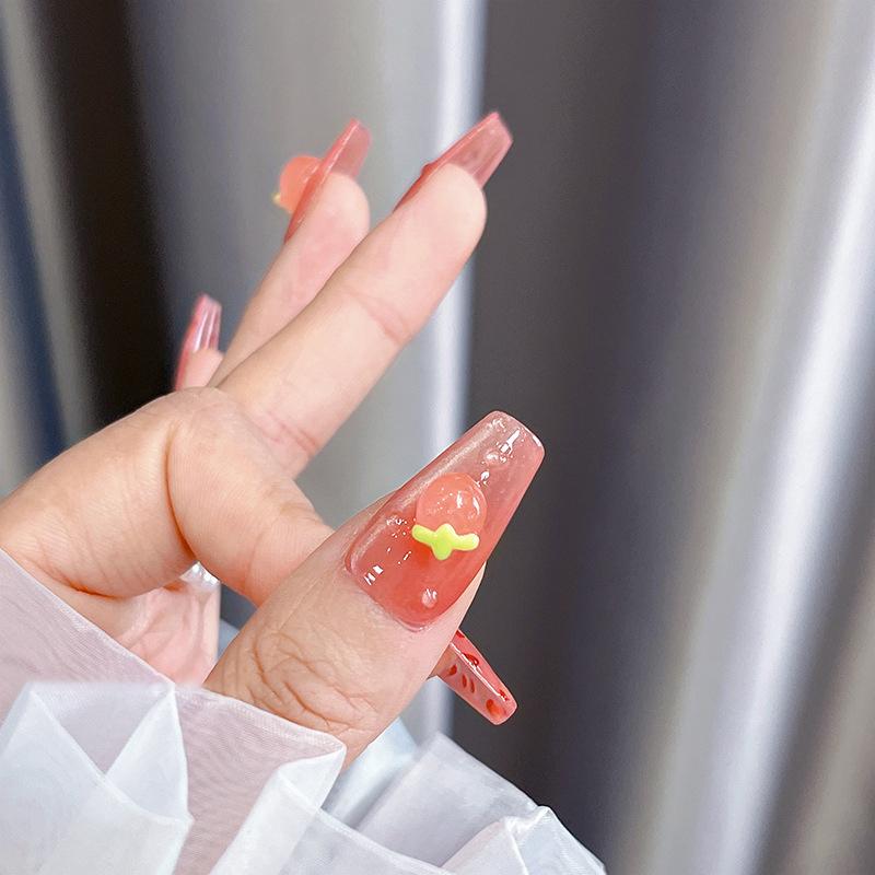 50 шт. креативные Kawaii желейные подвески для ногтей с клубникой и вишней, прозрачные разноцветные украшения из смолы для ногтей с клубникой, сделай сам