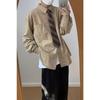 2024 Letter Long Sleeve Shirt Japanese Hong Kong Style Ins Loose Shirt Boys Summer Trendy Versatile Casual Coat