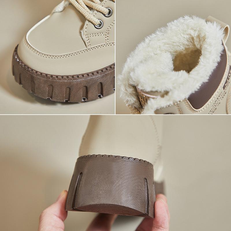 Женские ботинки Зимние флисовые теплые ботинки на толстой подошве Модные и удобные повседневные ботинки