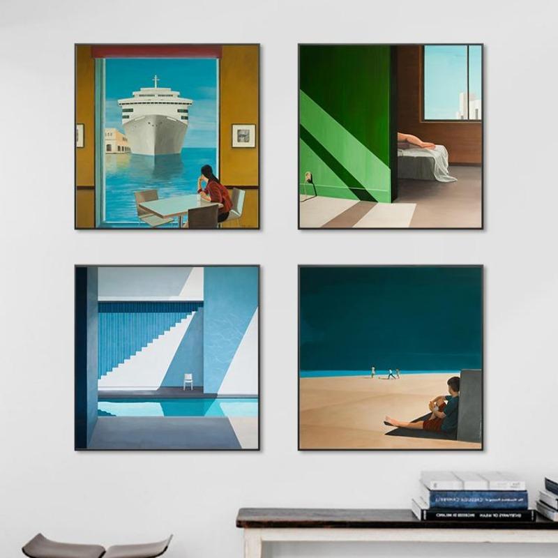 Известный Дэвид Хокни абстрактный пейзаж постер холст картина бассейн океан окно настенное искусство для гостиной домашний декор