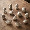 1Pc Chinese Zodiac Pottery Small Tea Pet Handmade Sculpture Crafts Animal Statue Ornaments Tea Figurine Decoration Tea Set Decor