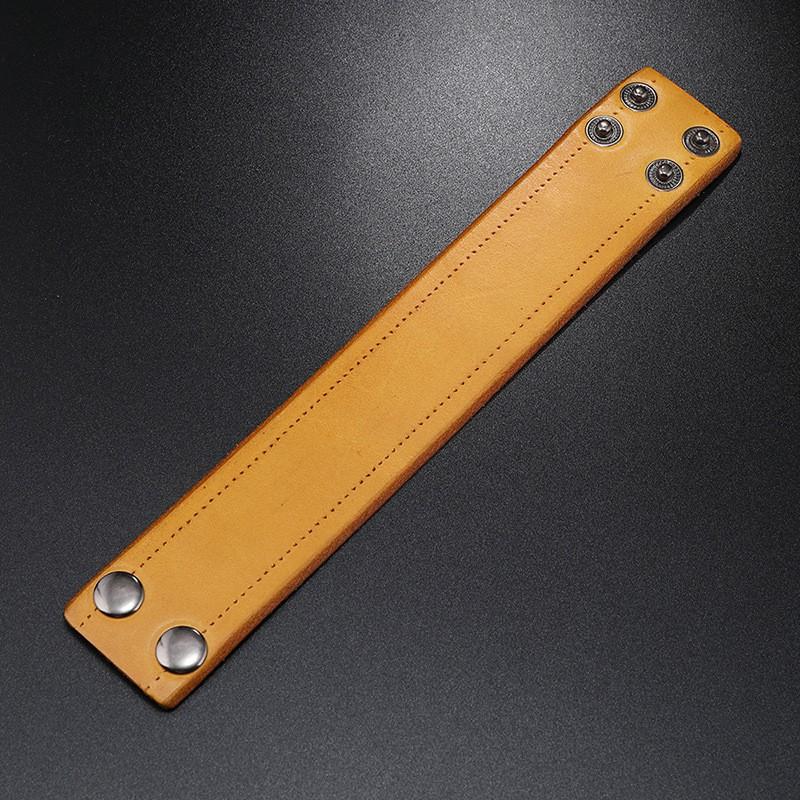 Punk Style Wide Leather Bracelet Men Women Genuine Cowhide Cuff Band With Electroplated Accent Unisex Retro Industrial