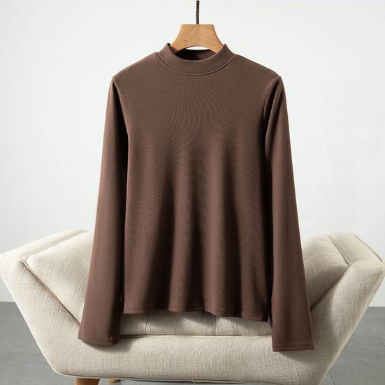 Женские нижние топы DE Velvet Self-Heating Thermal Top Half High Gate Long Sleeve Slim Fit Base Layer Shirt