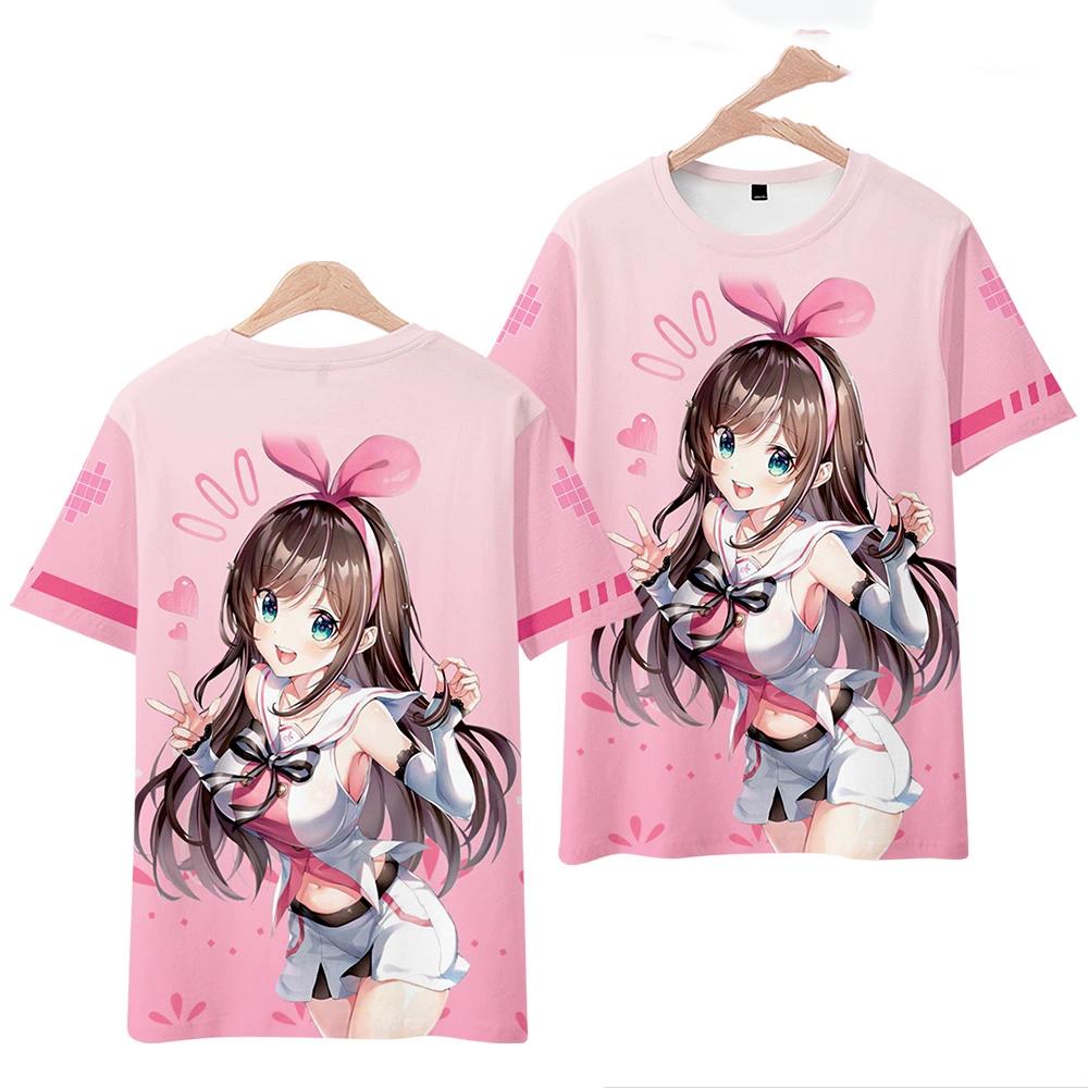 Kizuna AI Hololive VTuber Косплей Футболка 2025 Новая 3D Печать Кавайный Детский Аниме футболка Мужская/Женская Харадзюку Короткий Рукав Футболка Y2k Топ