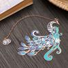 Chinese Style Koi Pendant Peacock Tassel Brass Bookmark Group Fan Shape Book Clip Pagination Mark