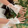Lolita Ballet Style White Lace Gloves with Sleeves for Women - Thin Summer Sun Protection, Spicy Girl Lace-up Design