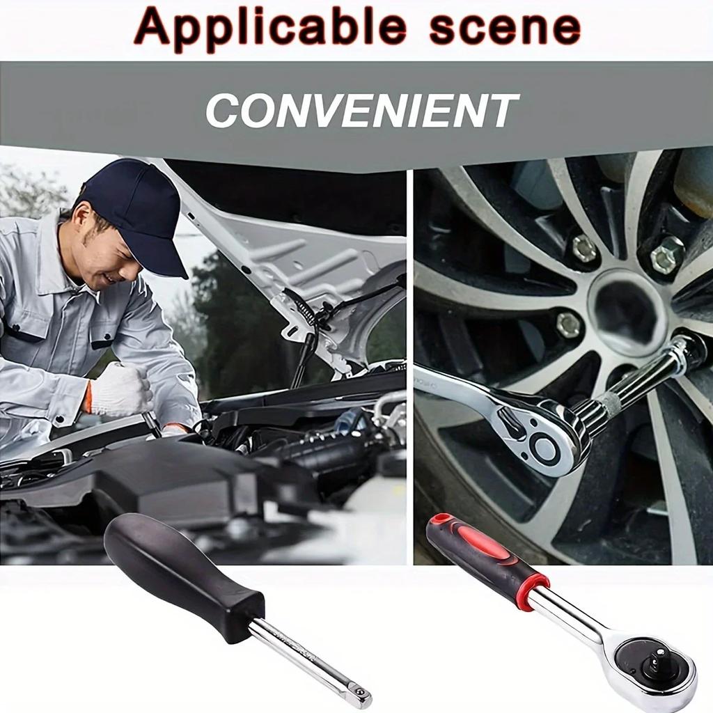 Набор из 46 головок для привода, набор гаечных ключей с храповым механизмом 1/4 дюйма, набор метрических шестигранных головок, набор инструментов для механика для авторемонта