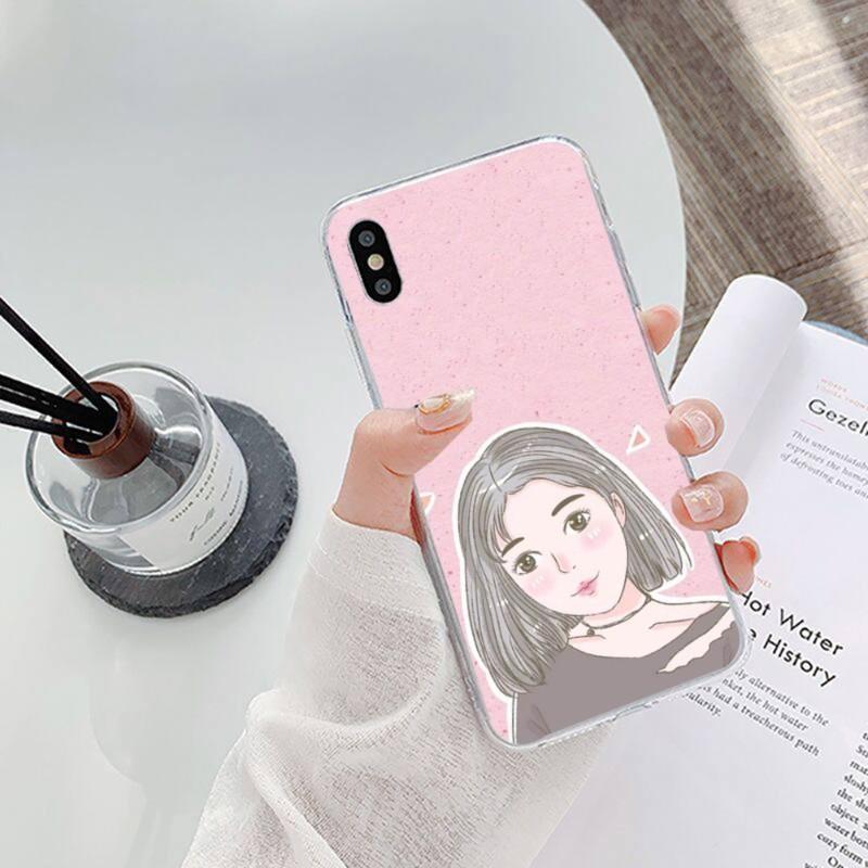 Sweet Girl Hand Drawns Phone Case For IPhone 14 13 12 11 XS X 8 7 6 Plus Mini Pro Max SE 2022 Soft Transparent Phone Cover