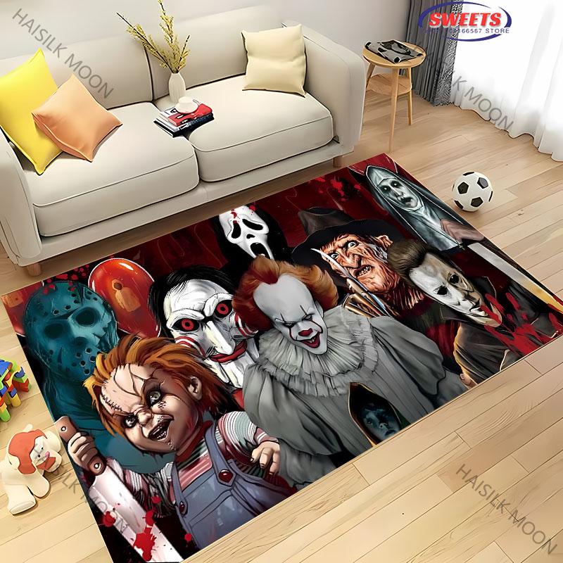 3D Хэллоуин Ужасы Триллер Тема Ковер Гостиная Спальня Диван Большой Площади Декоративный Коврик Мягкий Нескользящий Четыре Сезона Ковер Подарок
