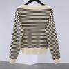 Women's Elegant Striped Bardot Knit Top