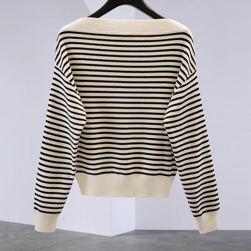 Women's Elegant Striped Bardot Knit Top