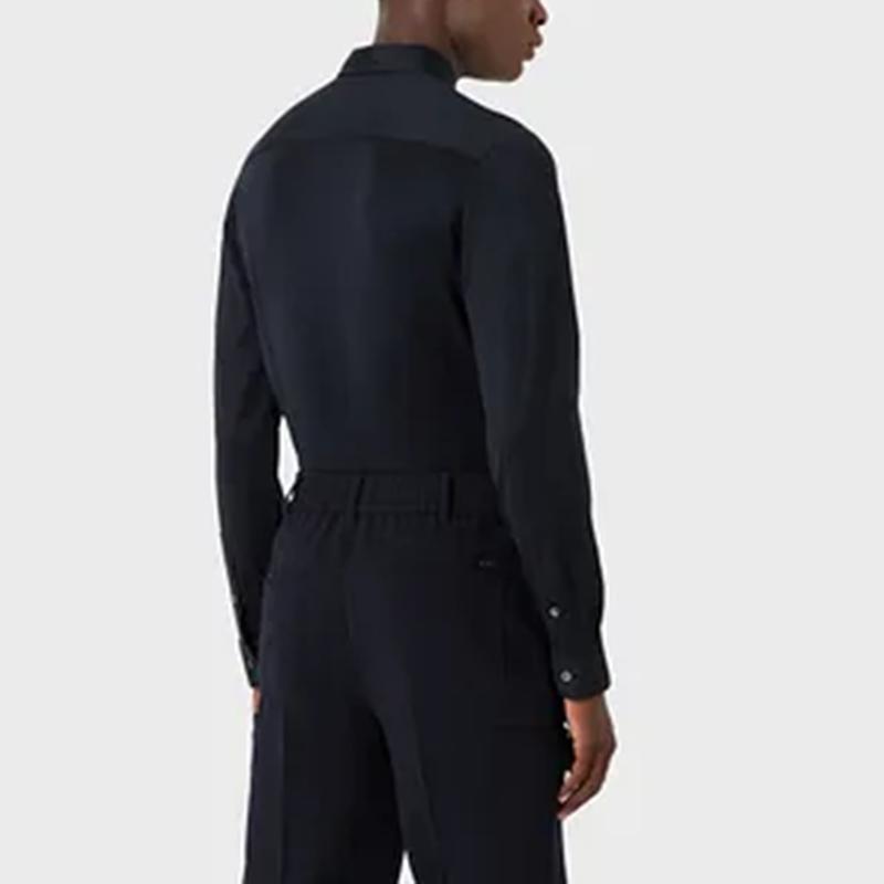Emporio Armani Однотонная узкая рубашка с длинным рукавом для мужчин Глубокий темно-синий 8N1CG11JUVZ0920